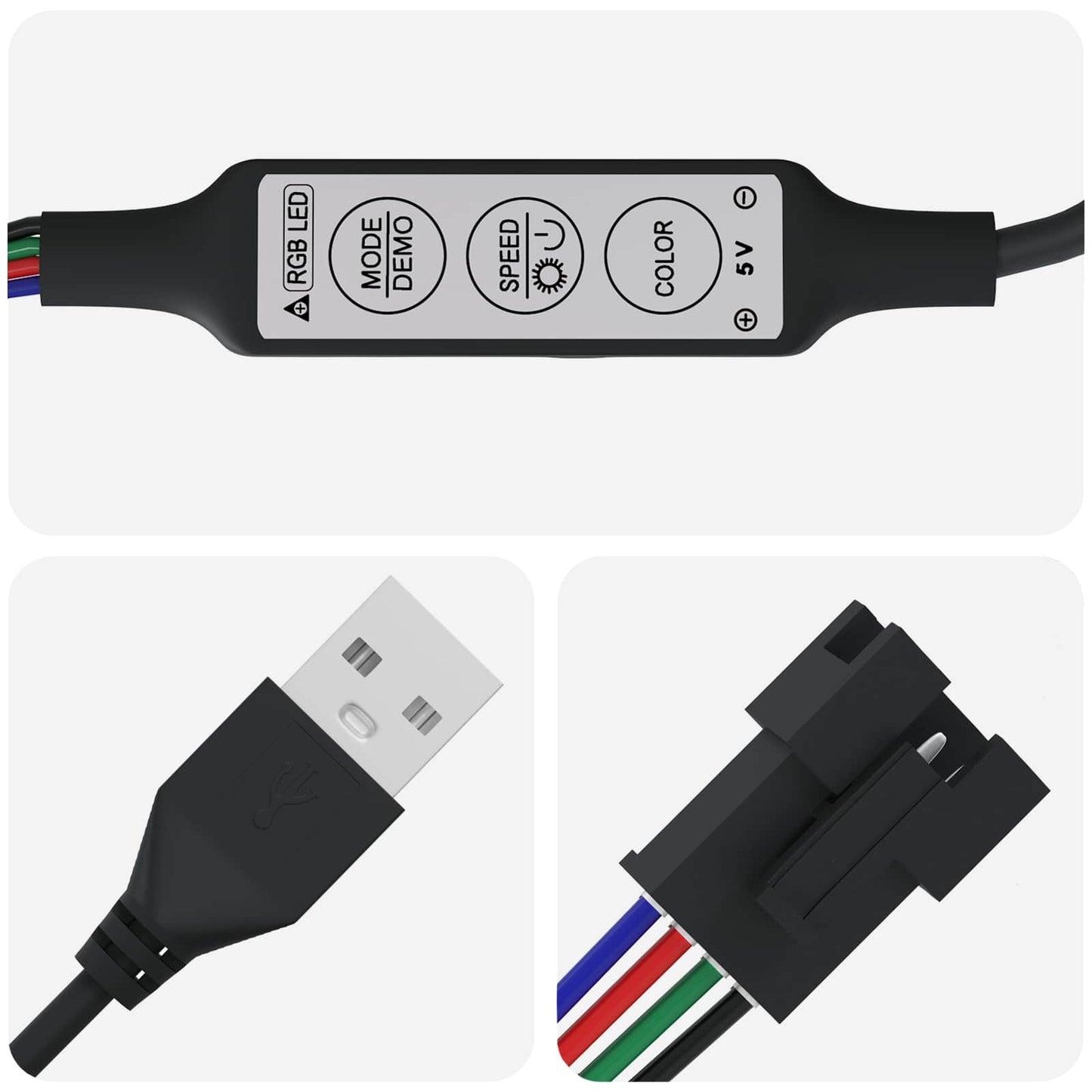 Striscia LED 4 pcs Nero e Multicolore 150 cm Rame e plastica