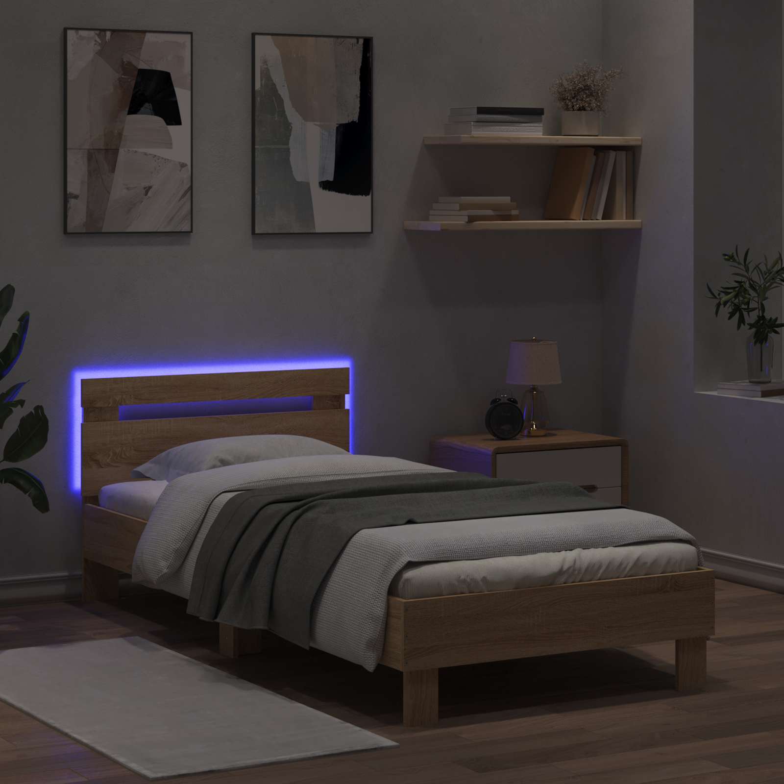 Letto con LED Rovere Sonoma 80 x 200 cm Legno ingegnerizzato | homemem39