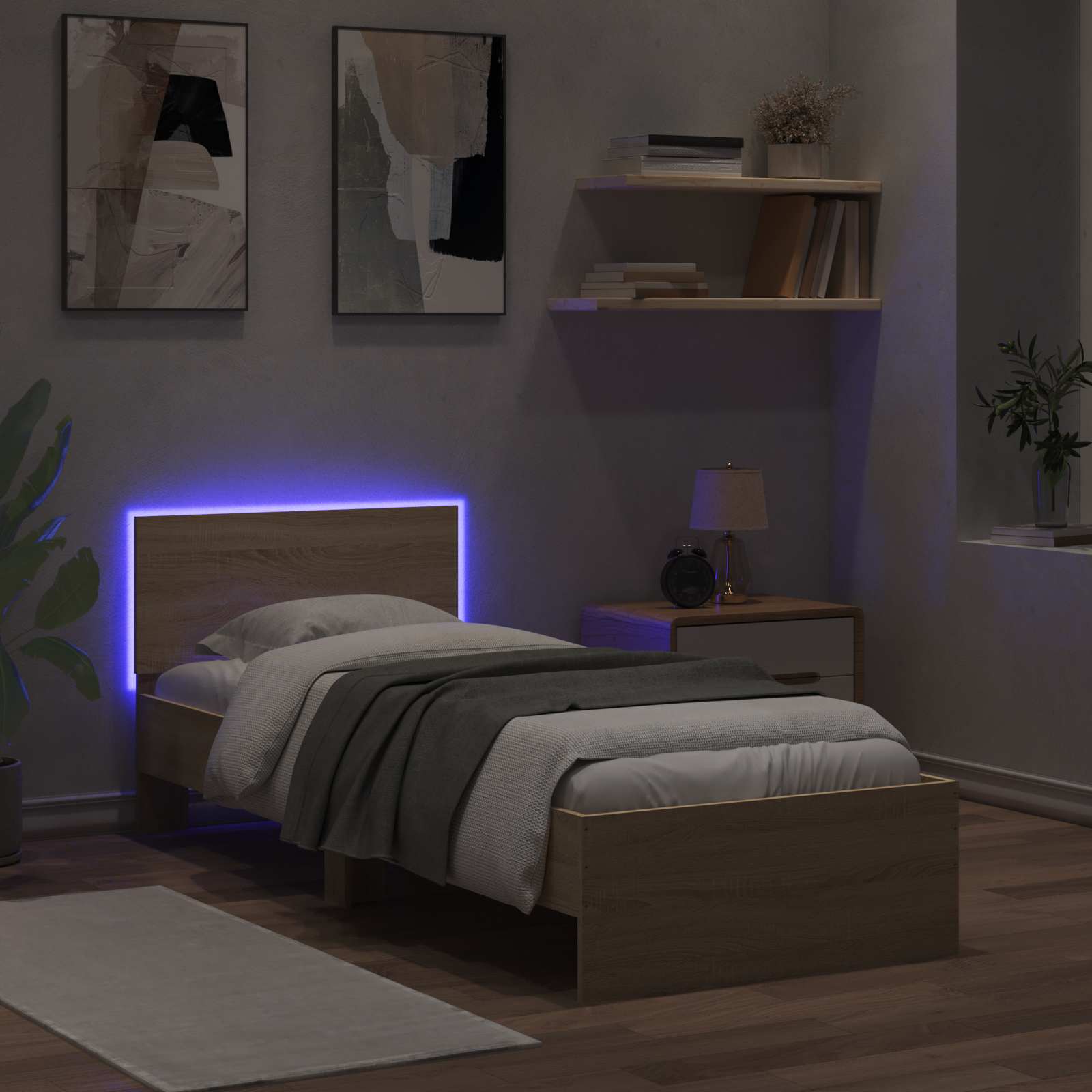 Letto con LED Rovere Sonoma 80 x 200 cm Legno ingegnerizzato | homemem39