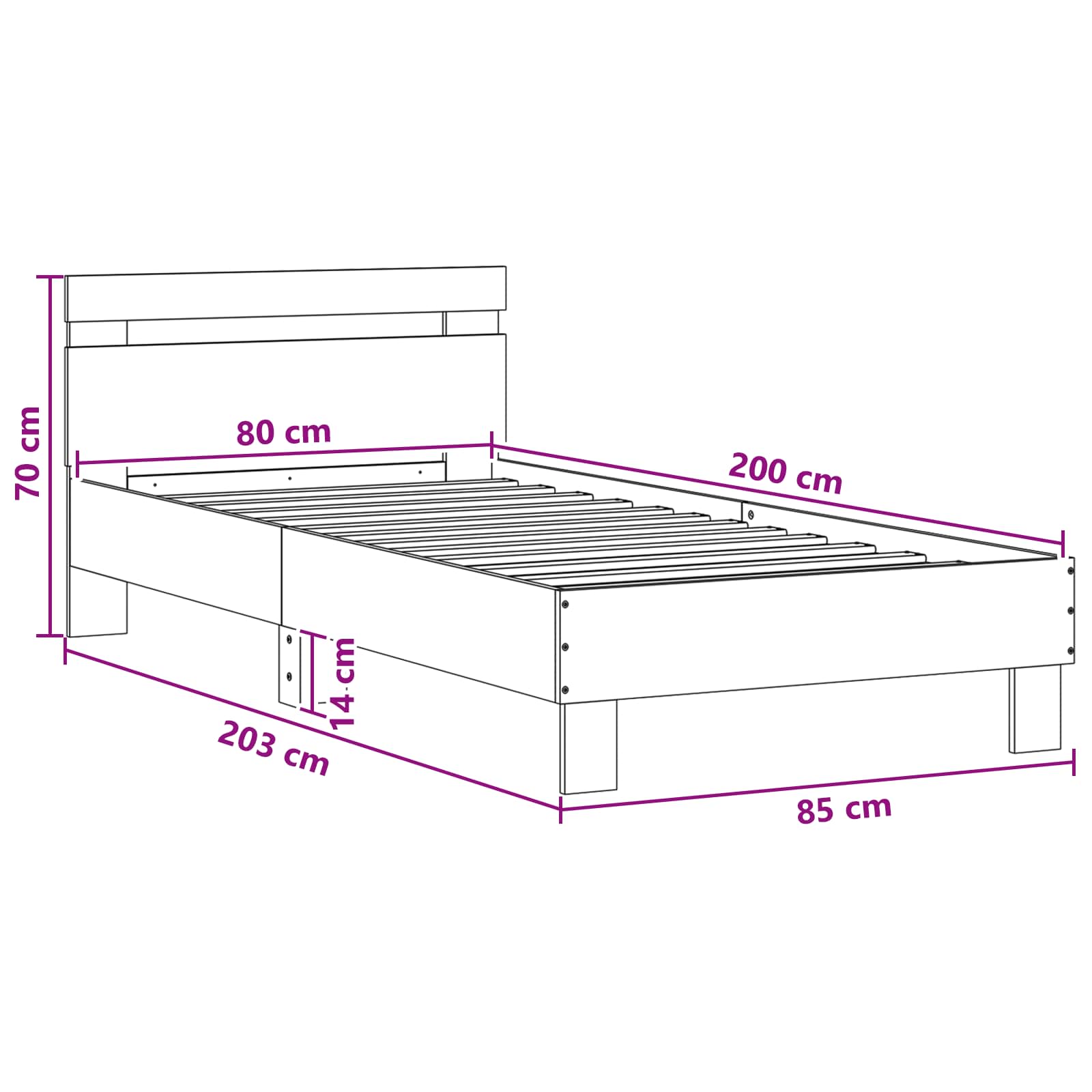 Letto con LED Legno antico 80 x 200 cm Legno ingegnerizzato | homemem39