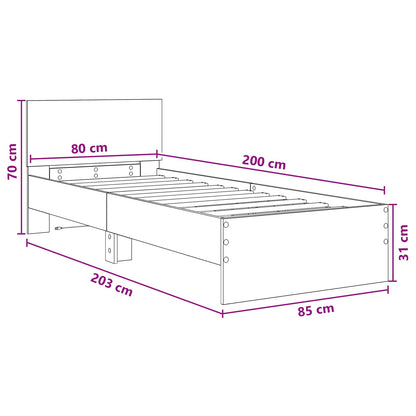 Letto con LED Legno antico 80 x 200 cm Legno ingegnerizzato | homemem39