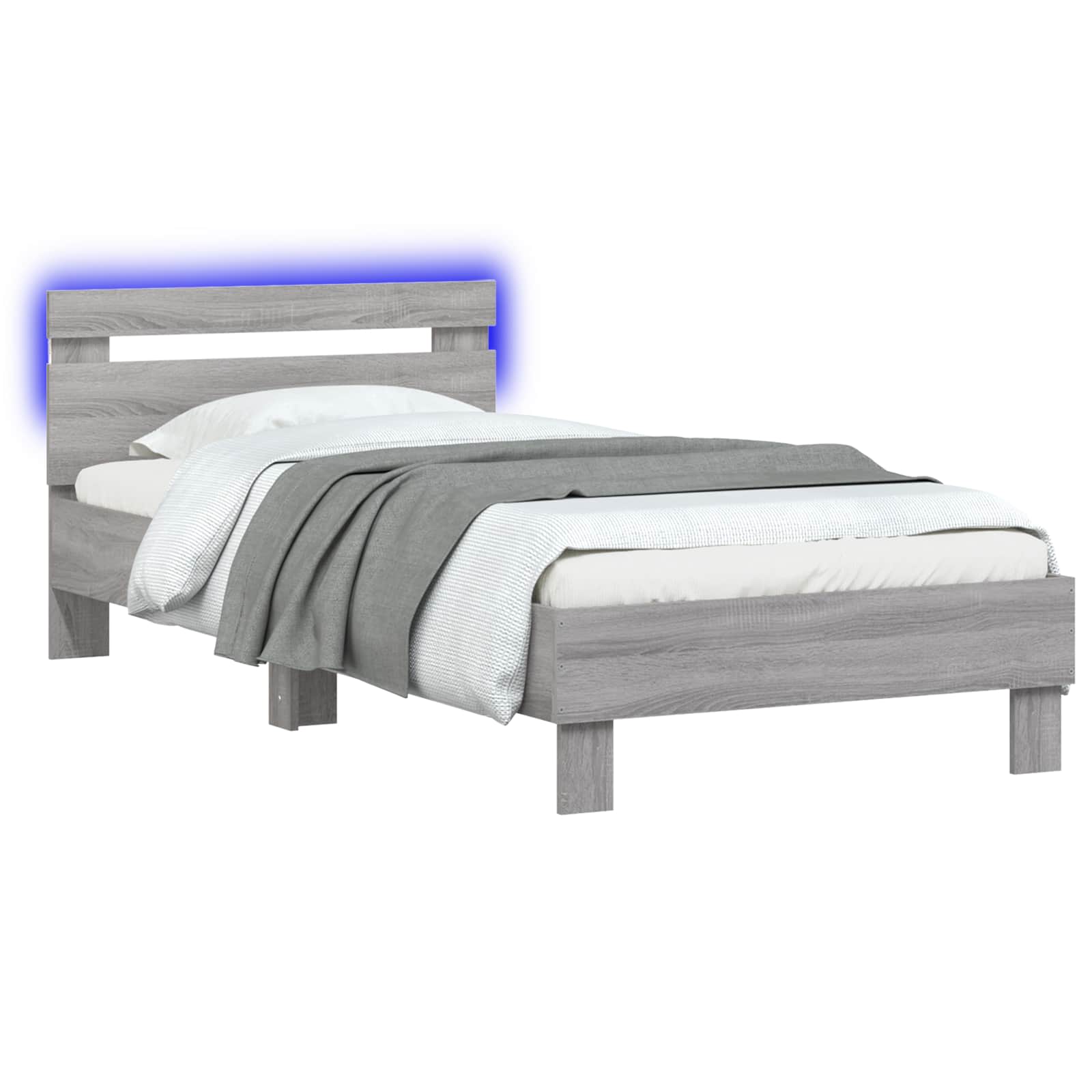 Letto con LED Sonoma grigio 80 x 200 cm Legno ingegnerizzato | homemem39