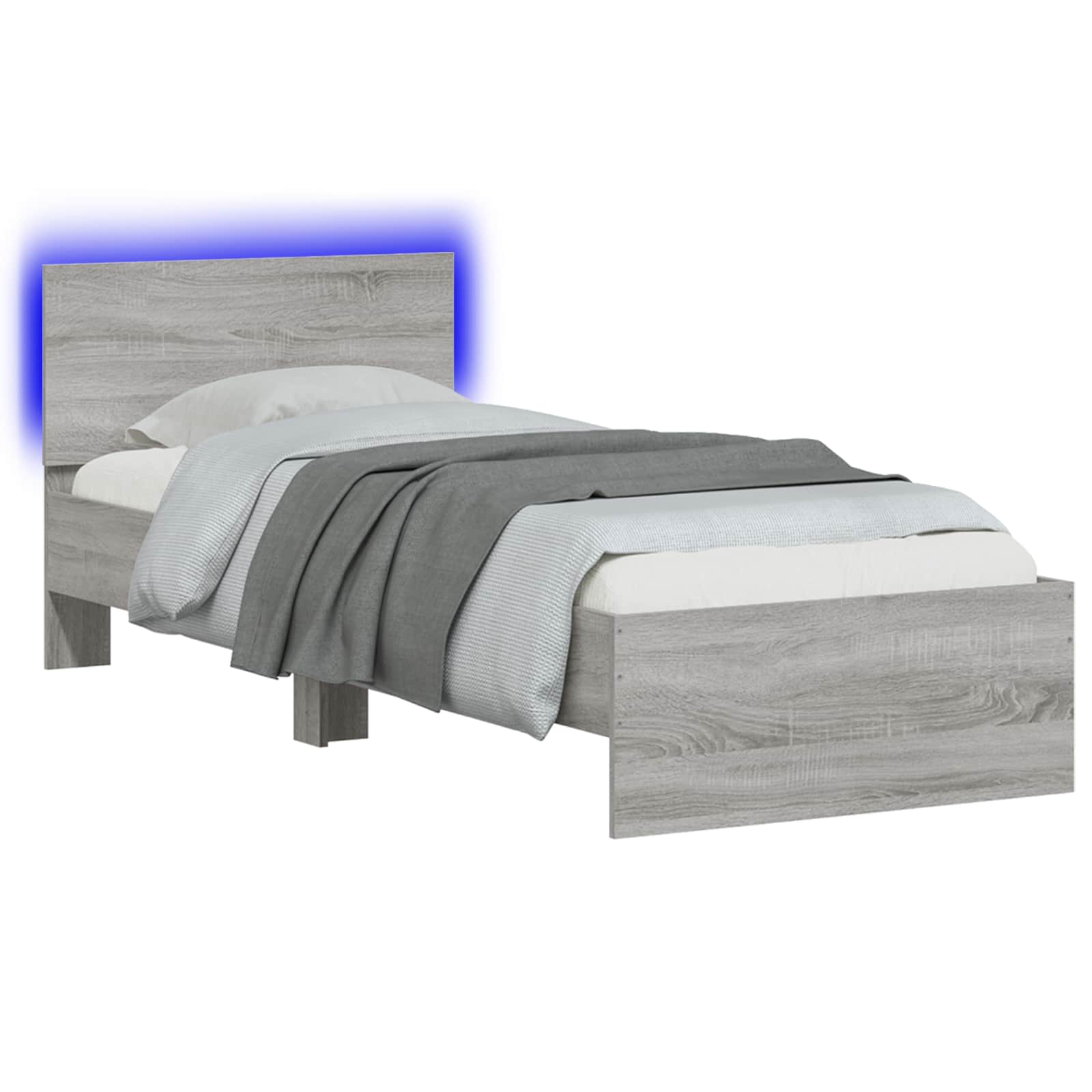 Letto con LED Sonoma grigio 80 x 200 cm Legno ingegnerizzato | homemem39