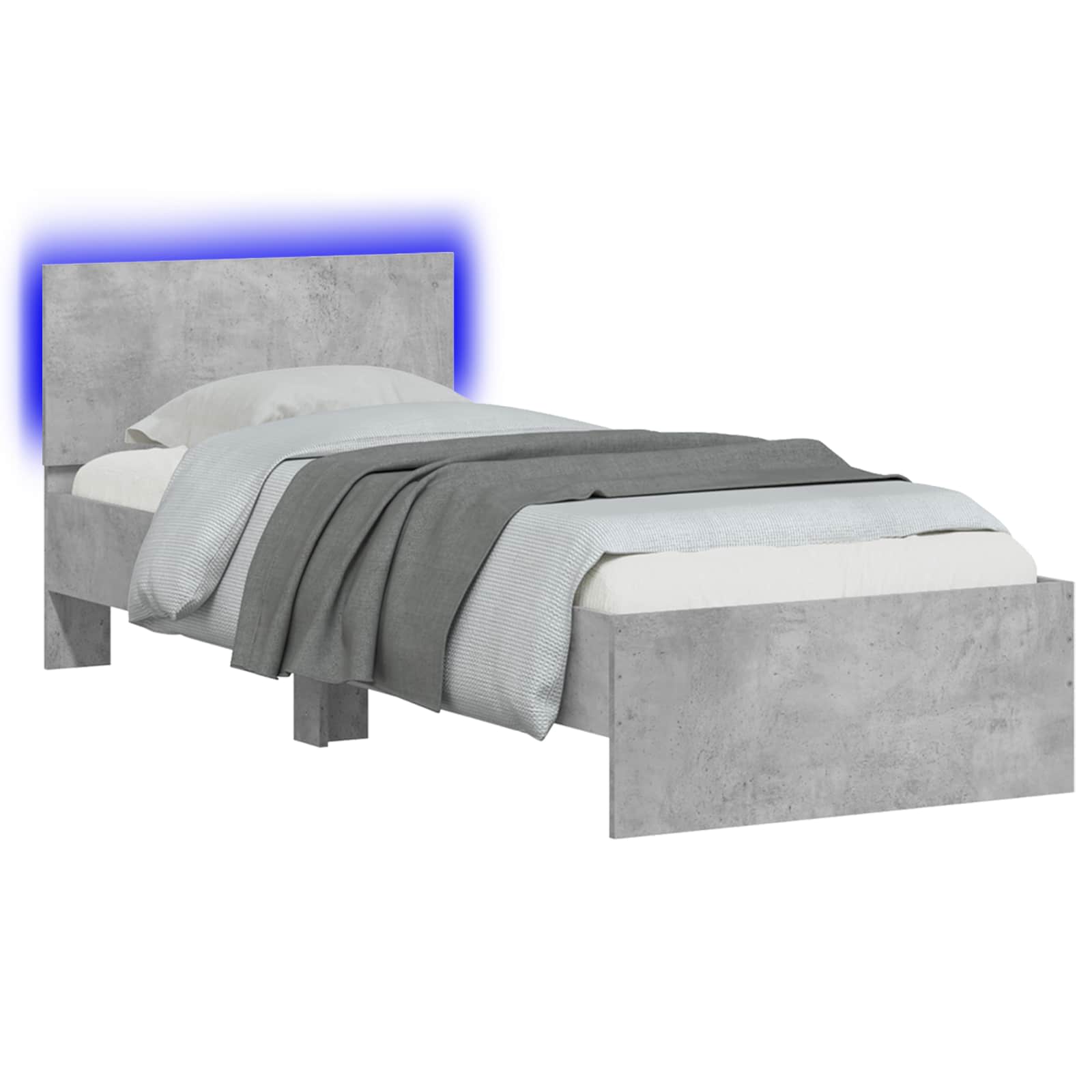 Letto con LED Grigio Cemento 80 x 200 cm Legno ingegnerizzato | homemem39