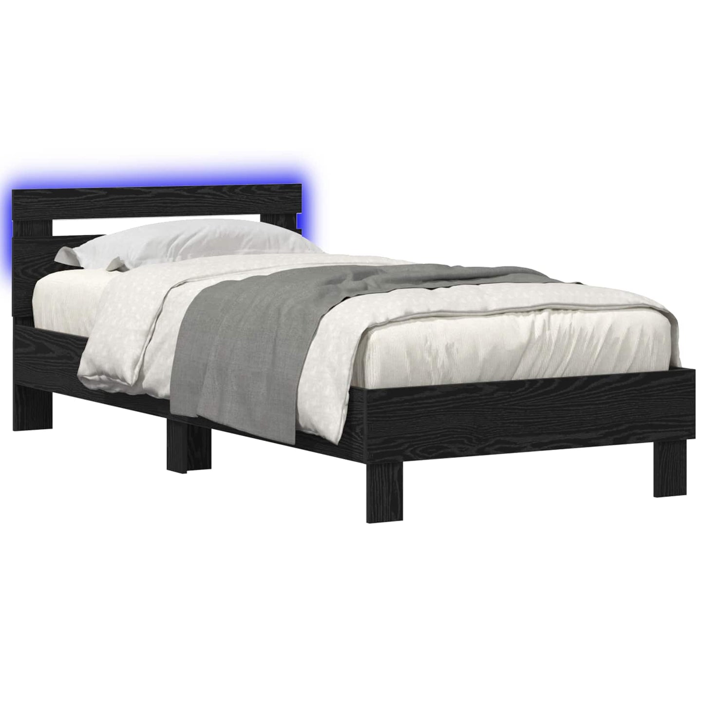 Letto con LED Rovere Nero 80 x 200 cm Legno ingegnerizzato | homemem39