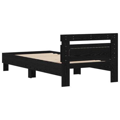 Letto con LED Rovere Nero 80 x 200 cm Legno ingegnerizzato | homemem39