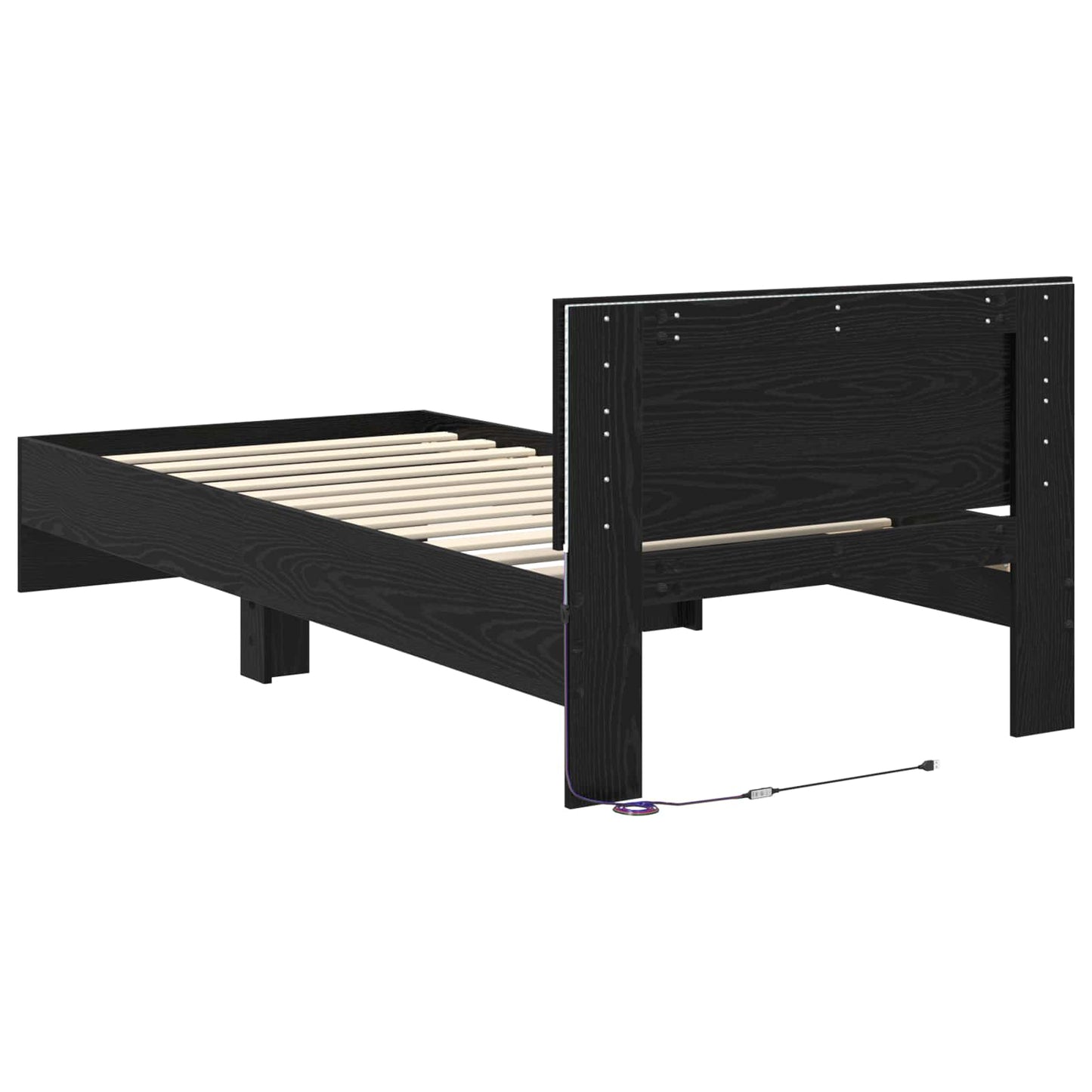 Letto con LED Rovere Nero 80 x 200 cm Legno ingegnerizzato | homemem39