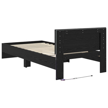 Letto con LED Rovere Nero 80 x 200 cm Legno ingegnerizzato | homemem39