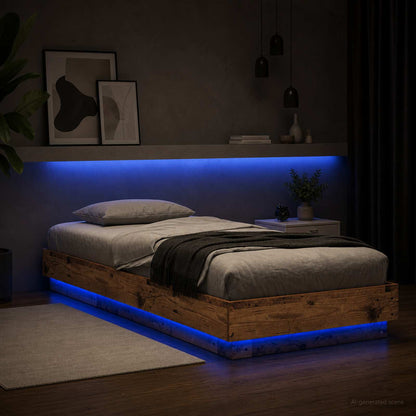 Letto con LED Legno antico 80 x 200 cm Legno ingegnerizzato