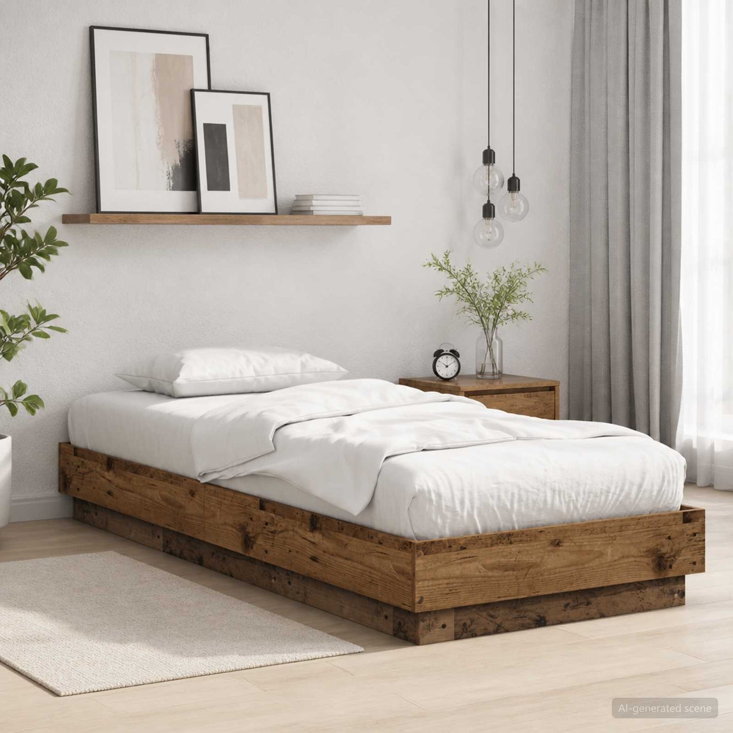 Letto con LED Legno antico 80 x 200 cm Legno ingegnerizzato