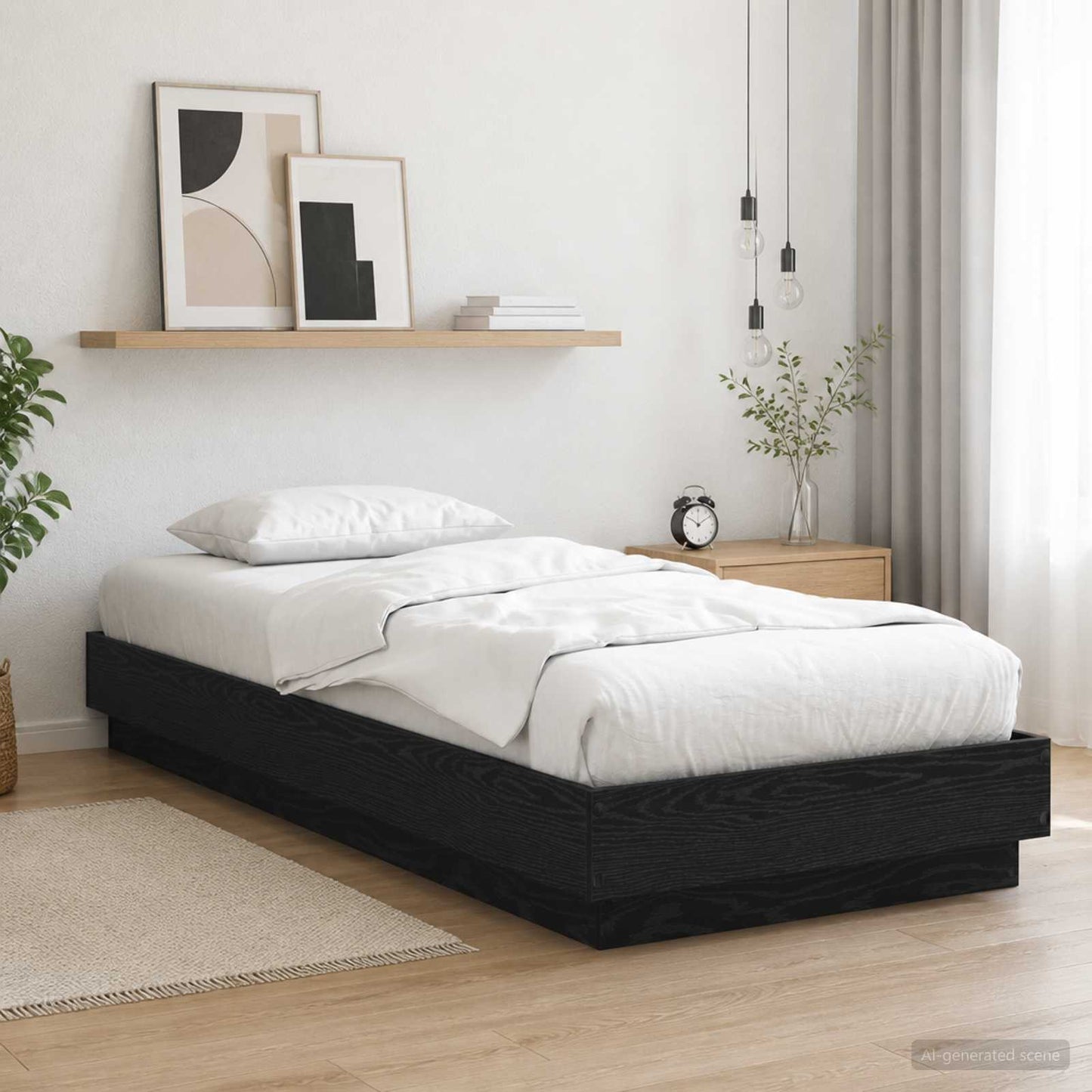 Letto con LED Rovere Nero 80 x 200 cm Legno ingegnerizzato