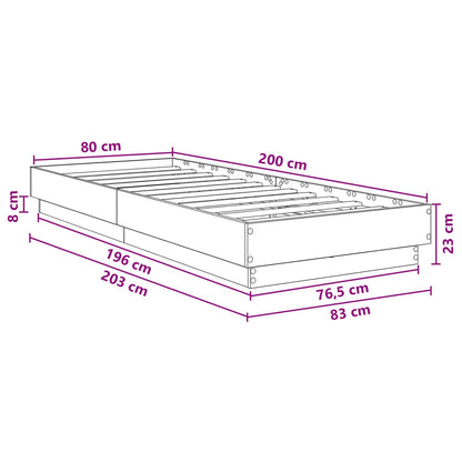 Letto con LED Rovere Nero 80 x 200 cm Legno ingegnerizzato | homemem39