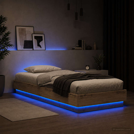 Letto con LED Rovere Artigianale 80 x 200 cm | homemem39