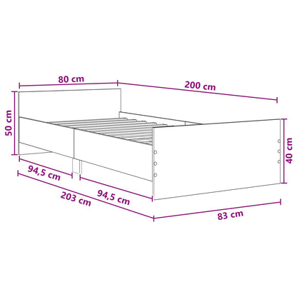 Struttura letto con testata Rovere Artigianale 80 x 200 cm | homemem39