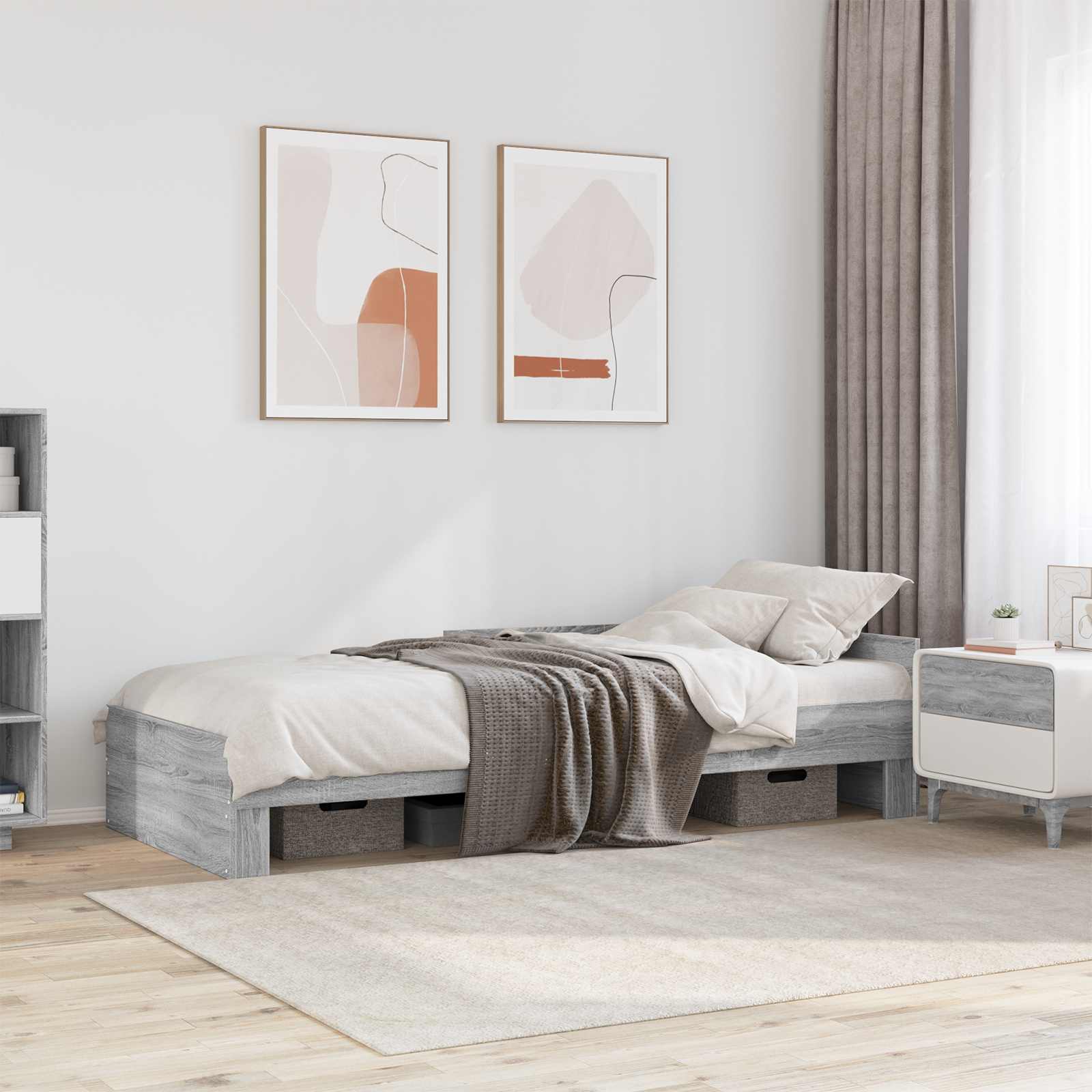 Struttura letto con testata Sonoma grigio 80 x 200 cm | homemem39