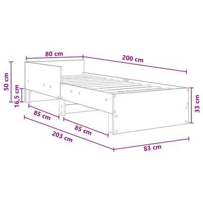 Struttura letto con testata Grigio Cemento 80 x 200 cm | homemem39