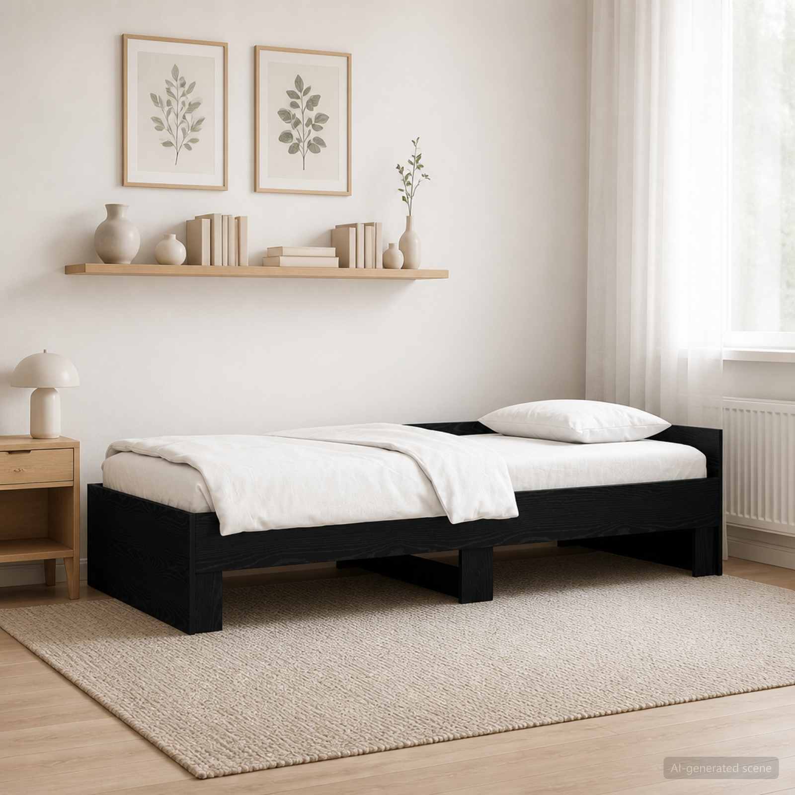 Struttura letto con testata Rovere Nero 80 x 200 cm | homemem39