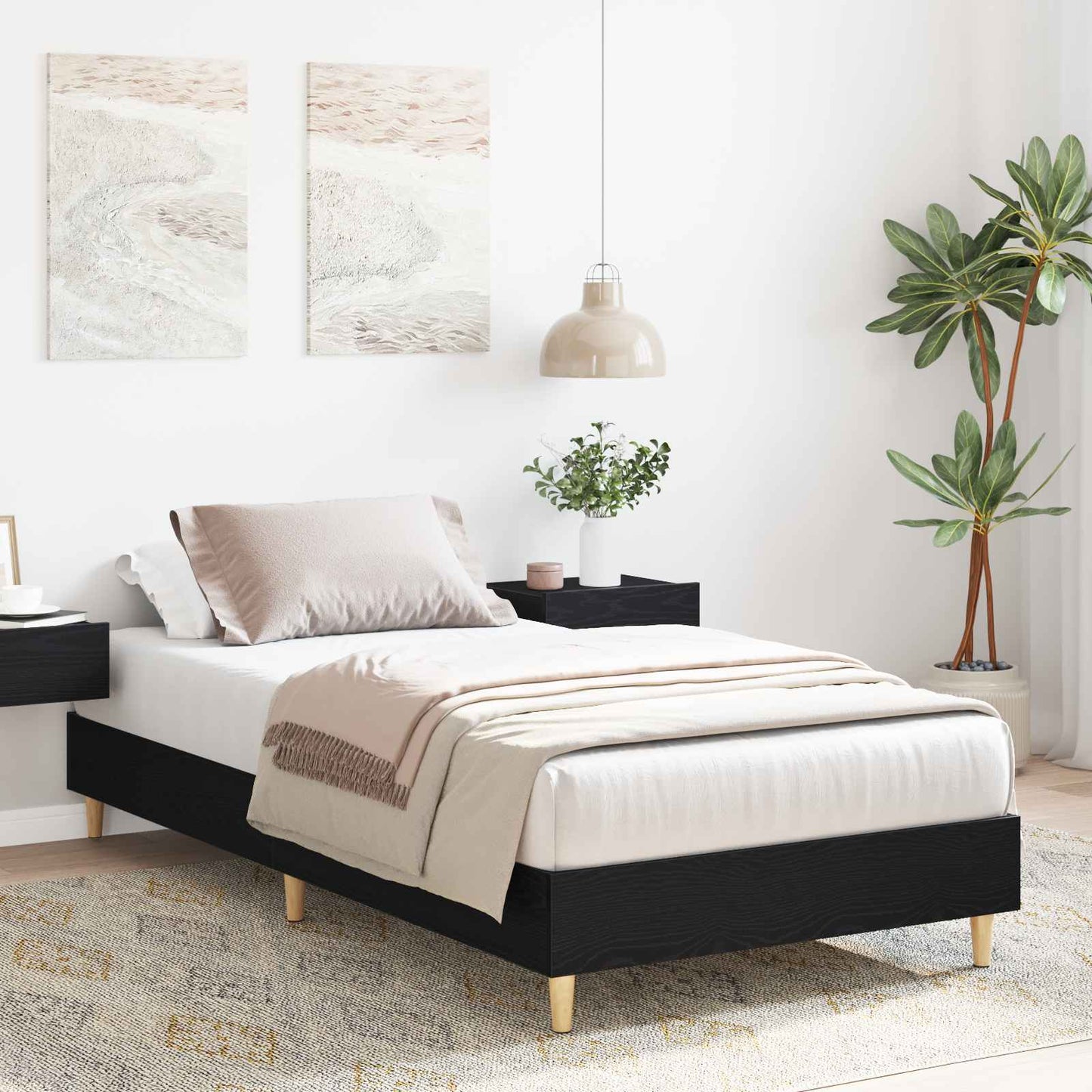 Struttura del letto Rovere Nero 80 x 200 cm | homemem39