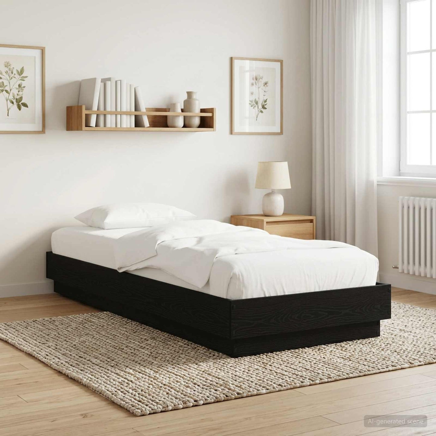 Struttura letto a pavimento Rovere Nero 80 x 200 cm | homemem39