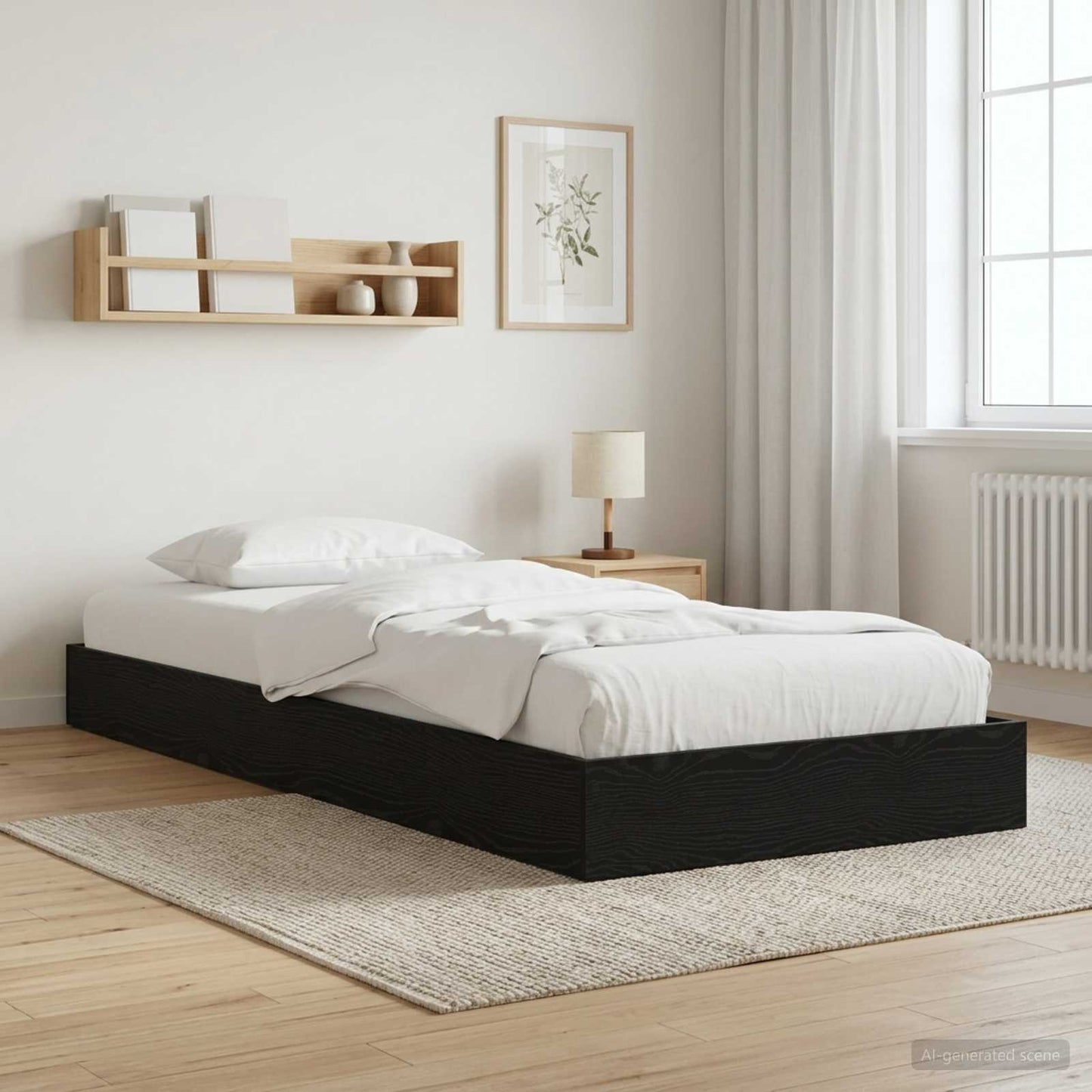 Struttura letto a pavimento Rovere Nero 80 x 200 cm