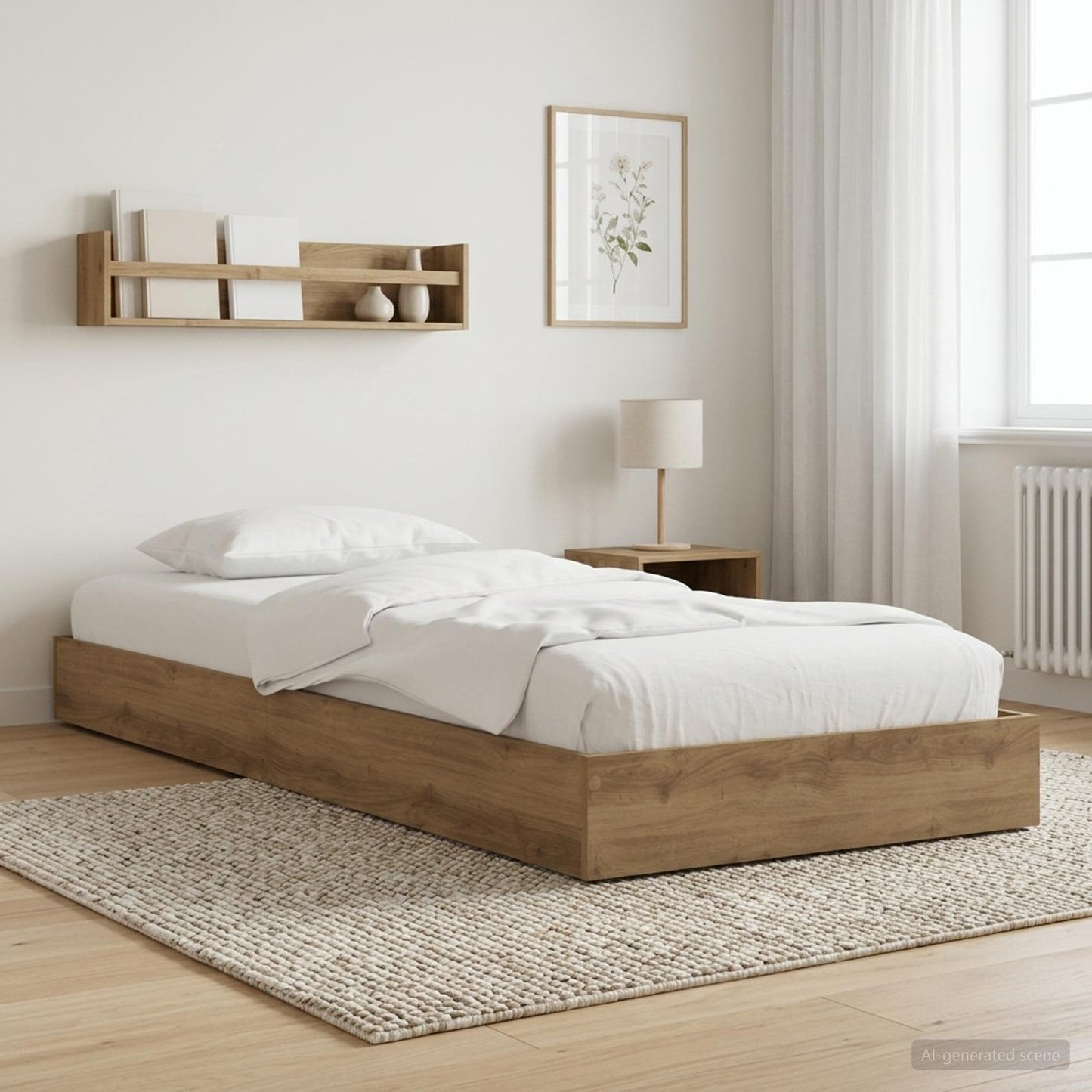 Struttura letto a pavimento Rovere Artigianale 80 x 200 cm