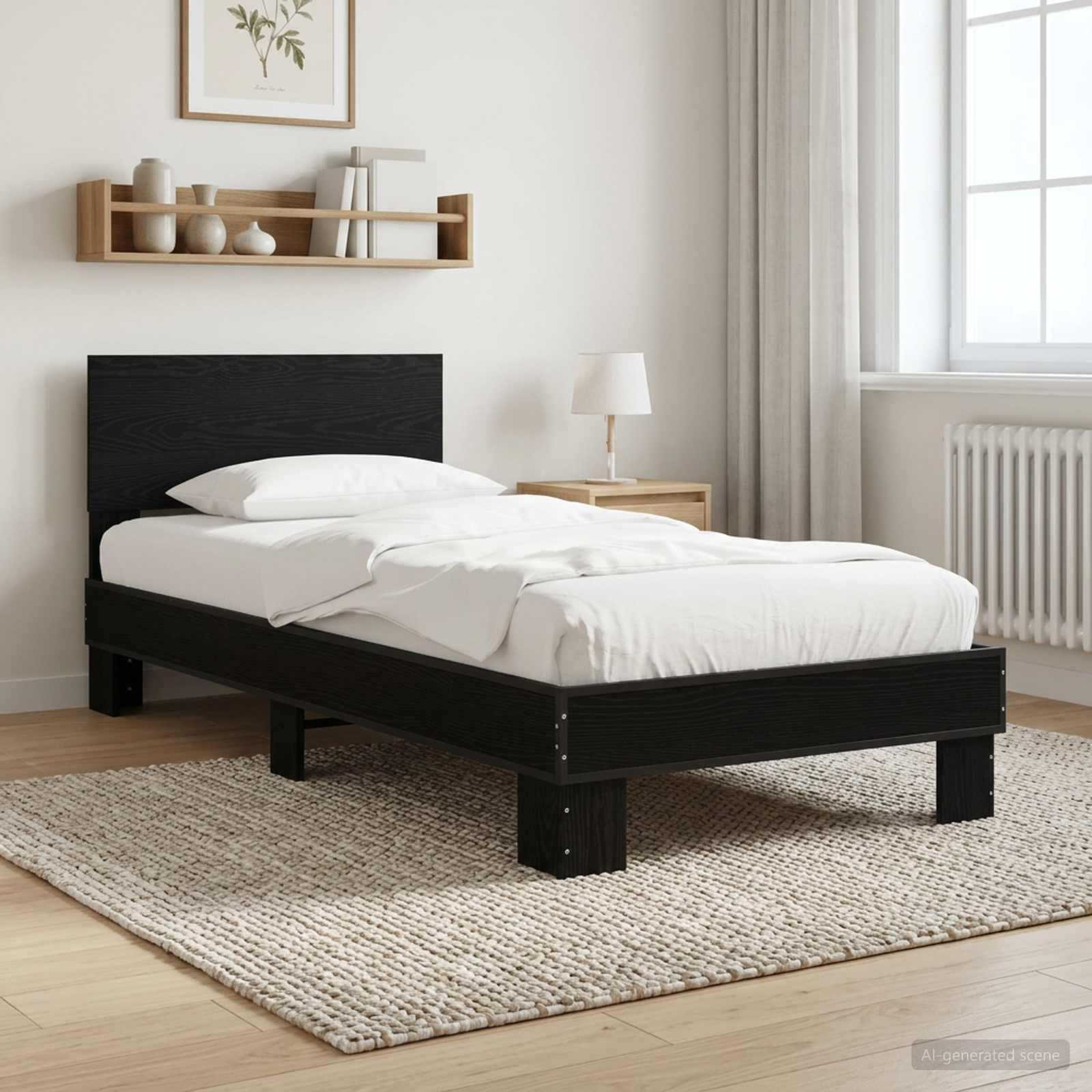 Struttura letto con testata Rovere Nero 80 x 200 cm | homemem39