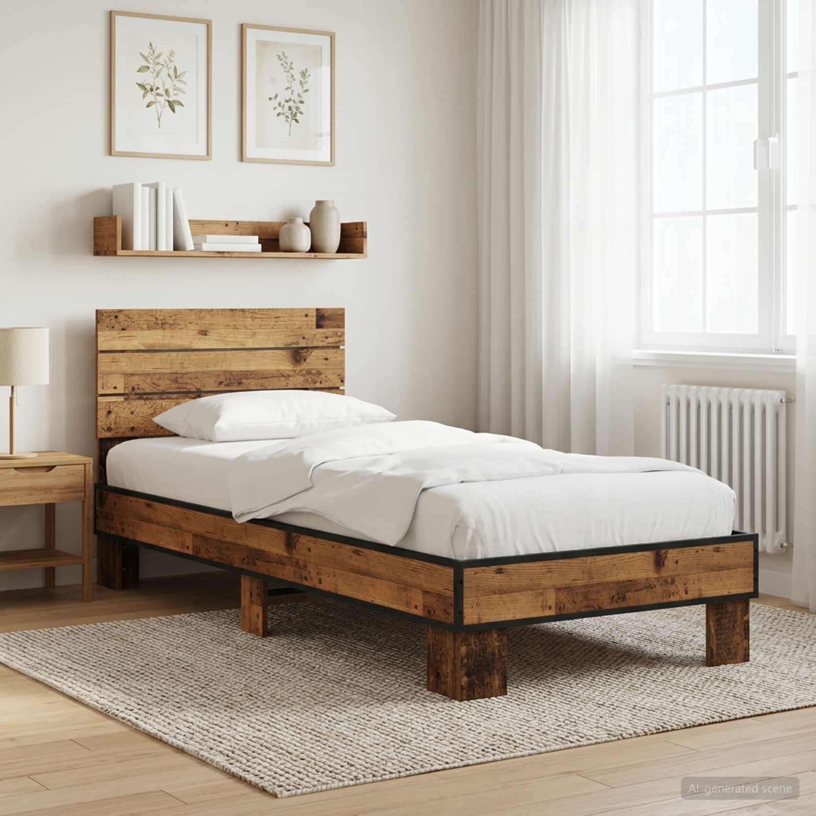 Struttura letto con testata Legno antico 80 x 200 cm | homemem39