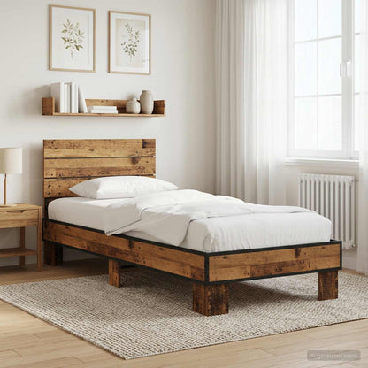 Struttura letto con testata Legno antico 80 x 200 cm | homemem39