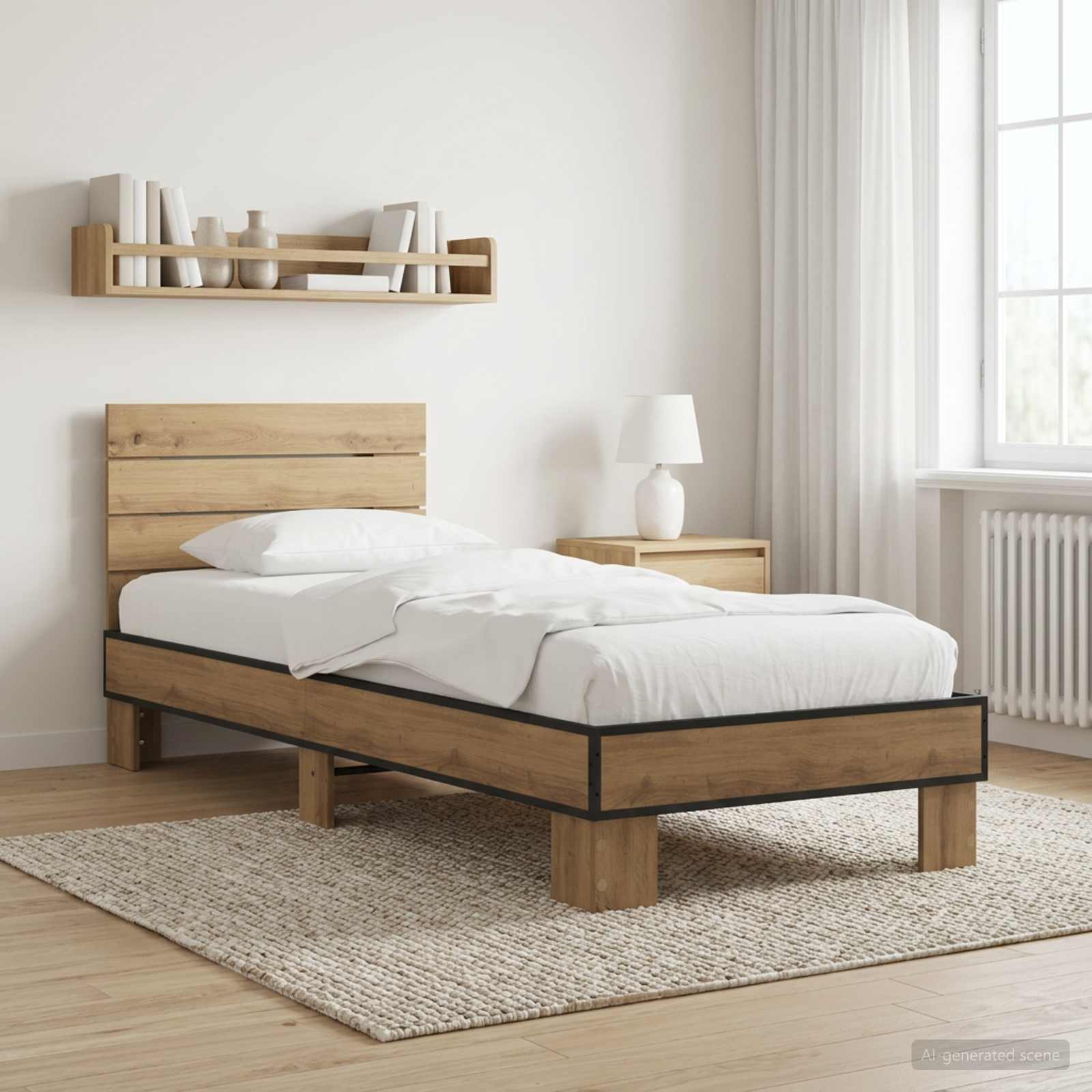 Struttura letto con testata Rovere Artigianale 80 x 200 cm | homemem39
