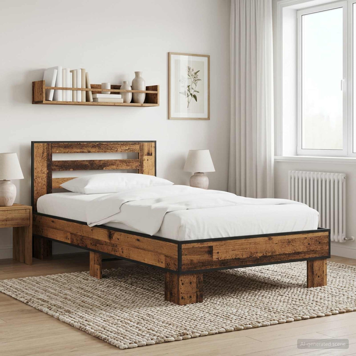 Struttura letto con testata Legno antico 80 x 200 cm | homemem39