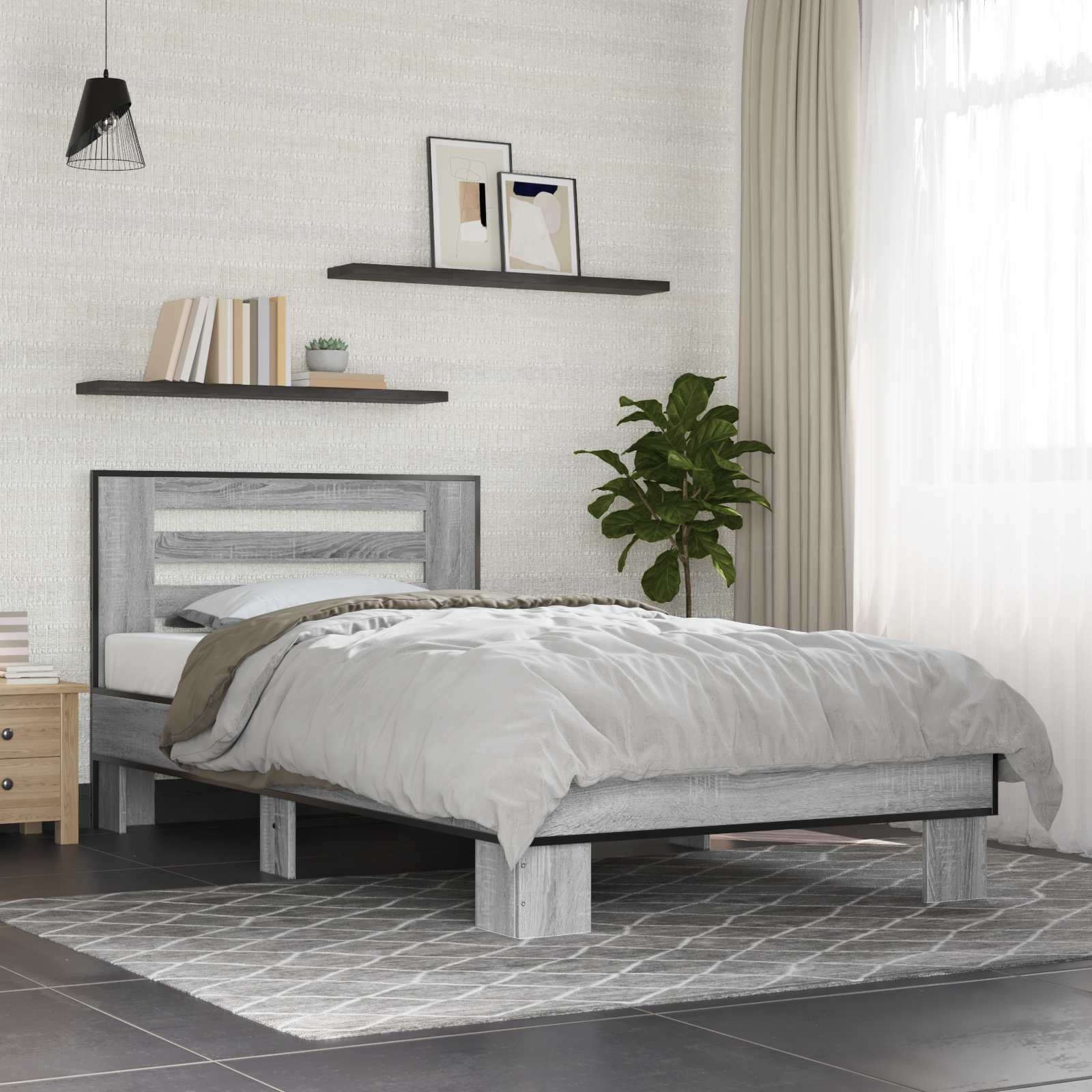 Struttura letto con testata Sonoma grigio 80 x 200 cm | homemem39