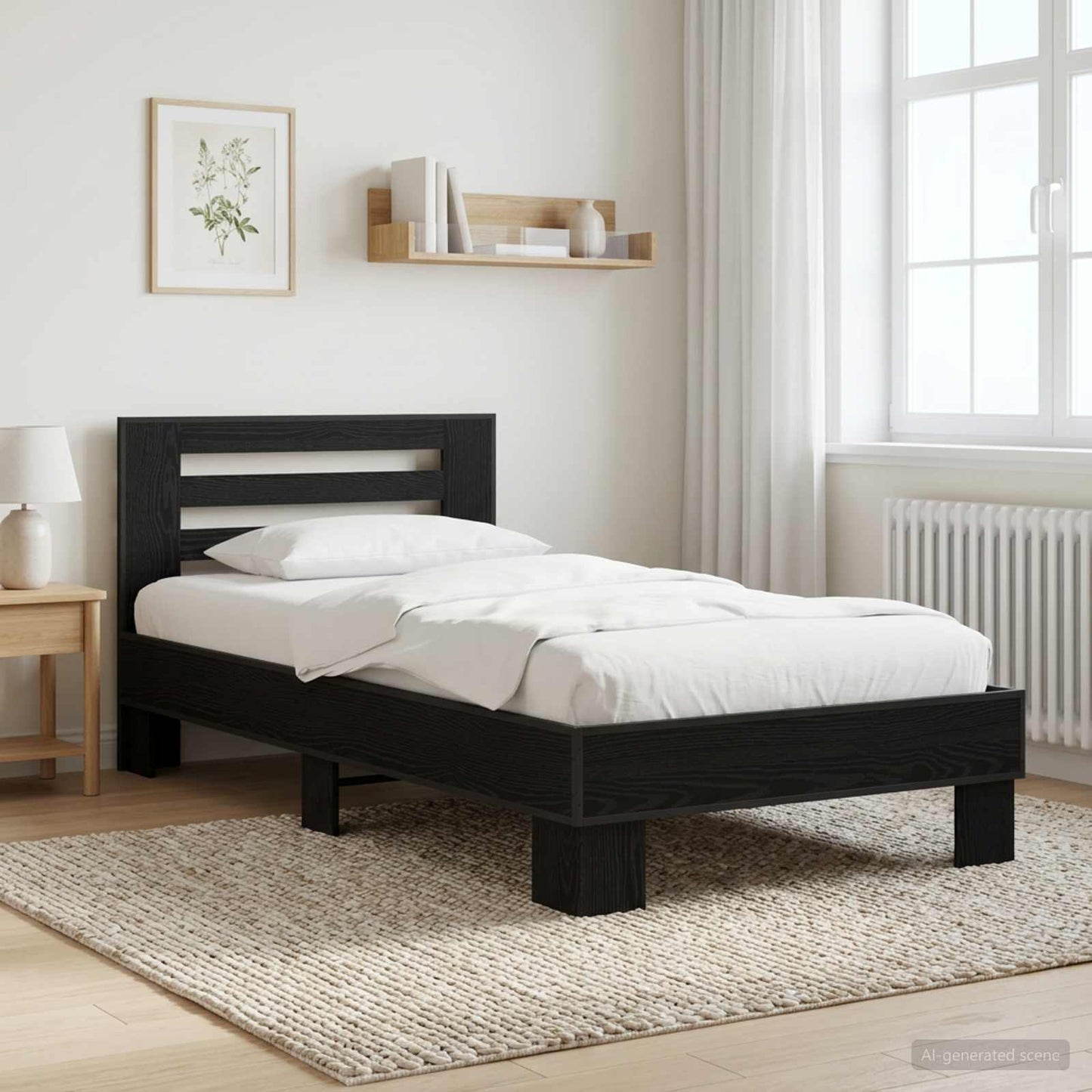 Struttura letto con testata Rovere Nero 80 x 200 cm | homemem39