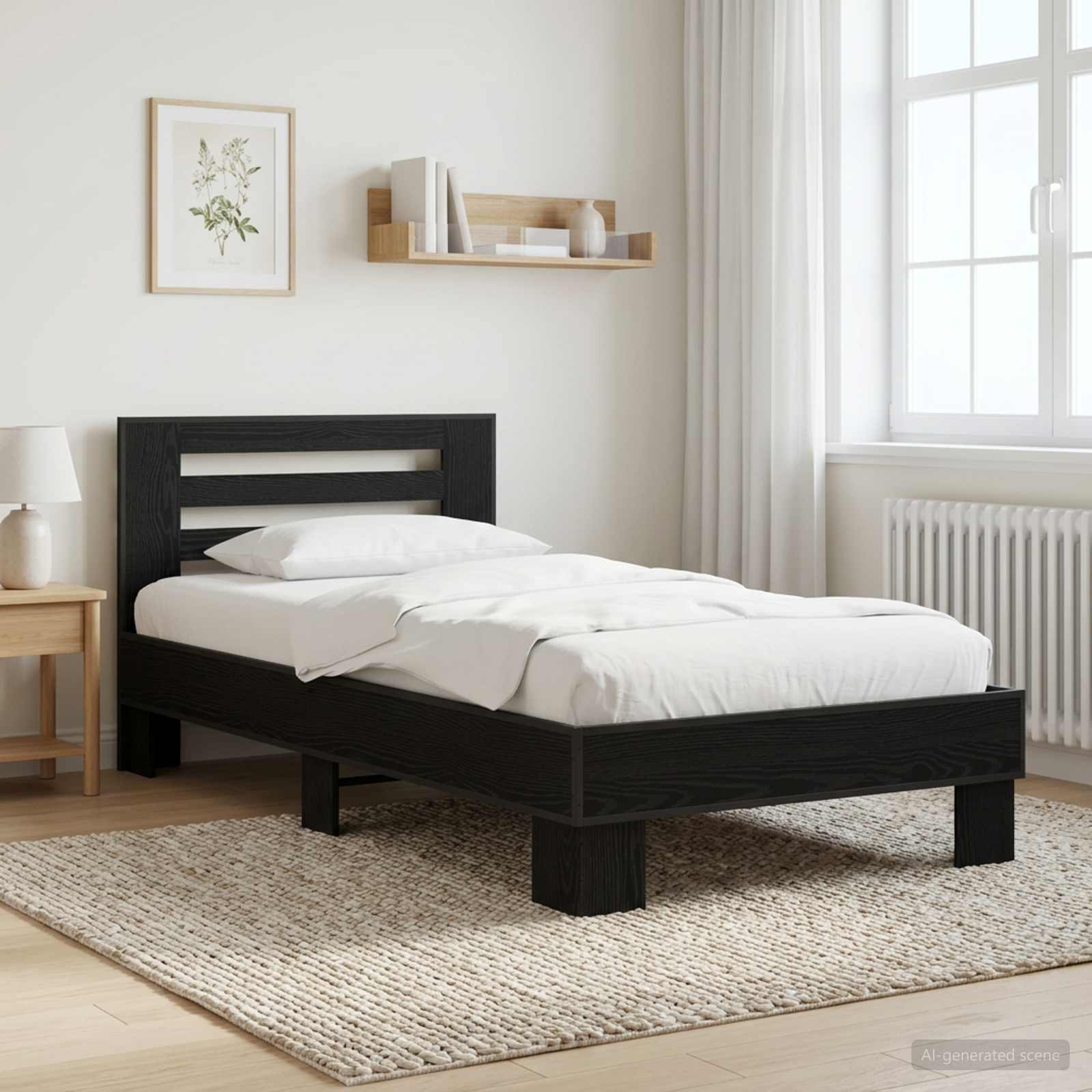 Struttura letto con testata Rovere Nero 80 x 200 cm | homemem39