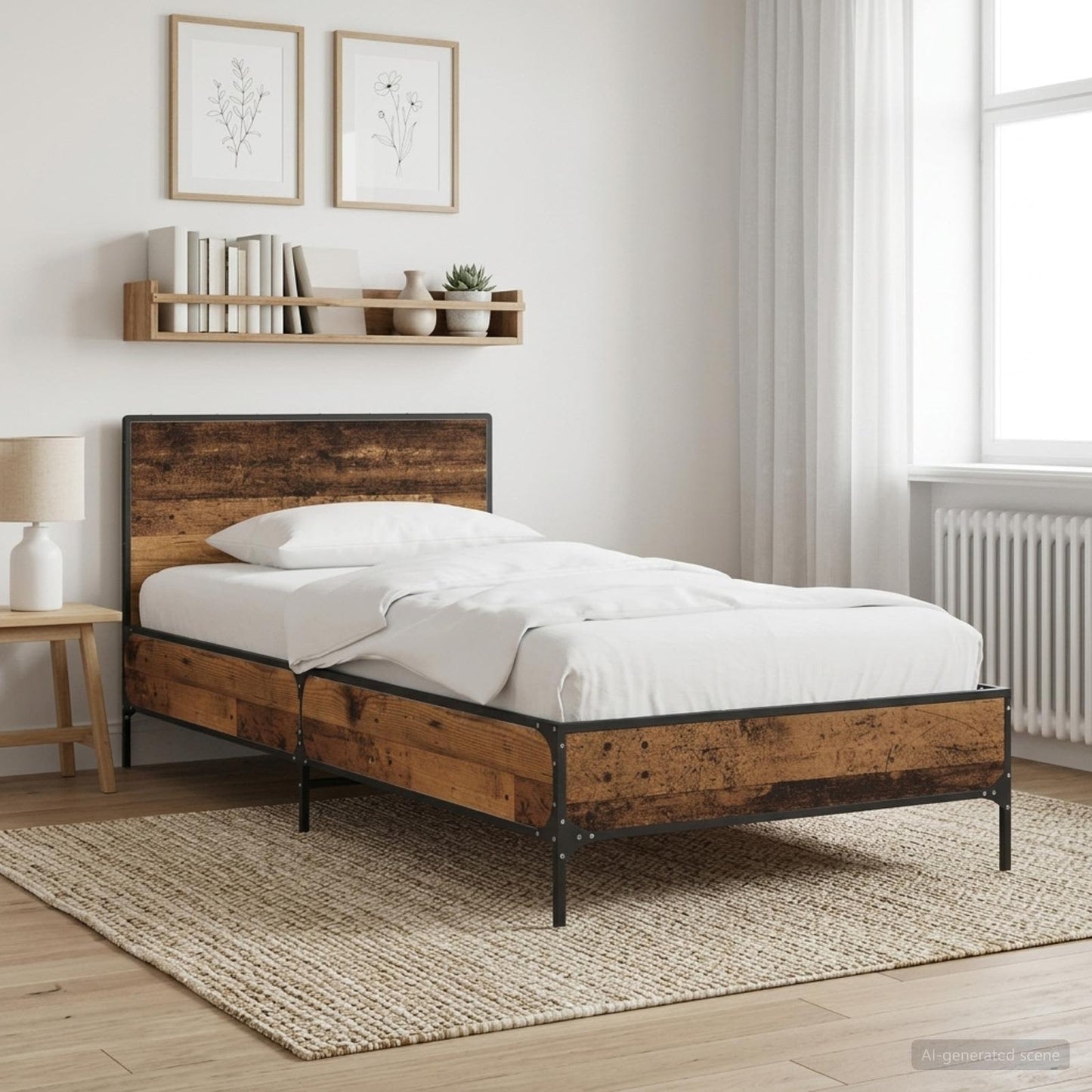 Struttura letto con testata Legno antico 80 x 200 cm | homemem39