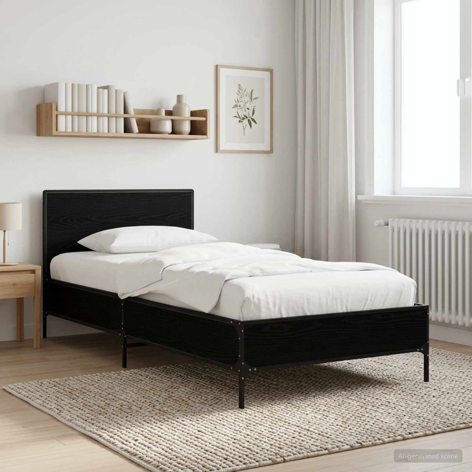 Struttura letto con testata Rovere Nero 80 x 200 cm | homemem39