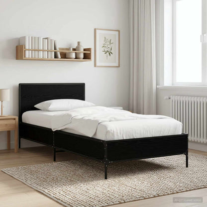Struttura letto con testata Rovere Nero 80 x 200 cm | homemem39