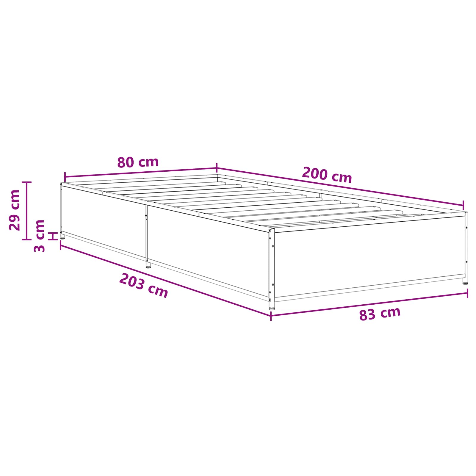 Struttura del letto Rovere Sonoma 80 x 200 cm | homemem39