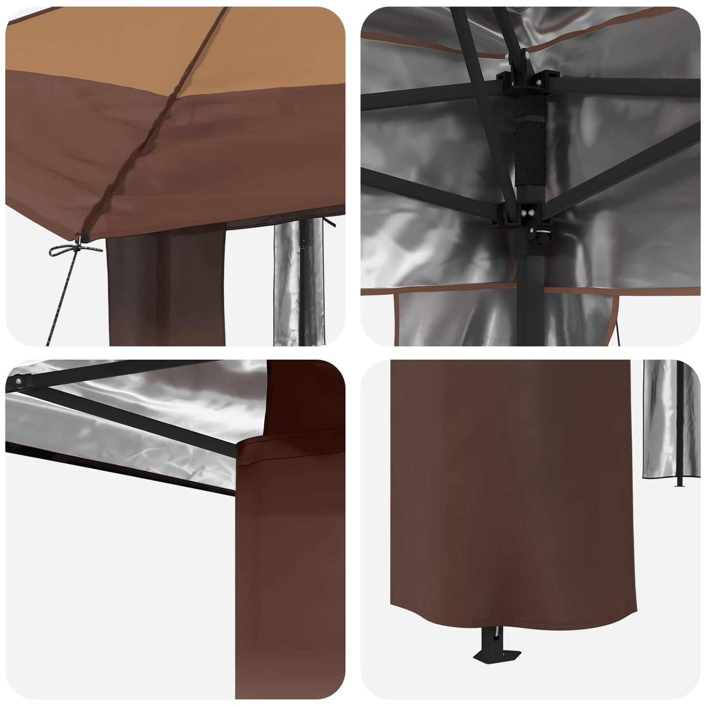 Gazebo senza Parete 2,6 x 2,6 m Beige e Marrone | homemem39