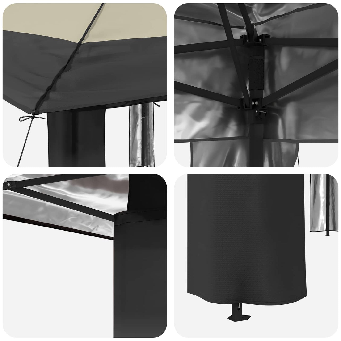 Gazebo senza Parete 2,6 x 2,6 m Crema e Antracite | homemem39