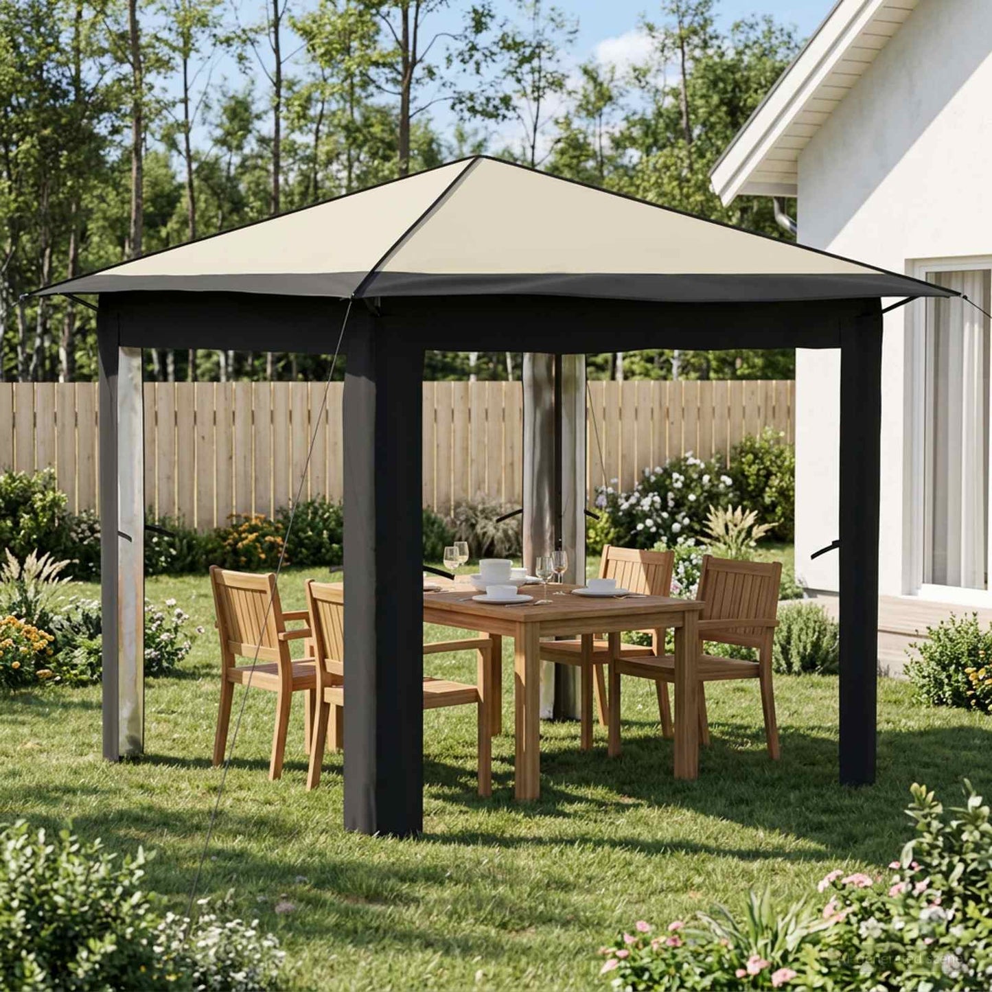Gazebo senza Parete 2,6 x 2,6 m Crema e Antracite | homemem39