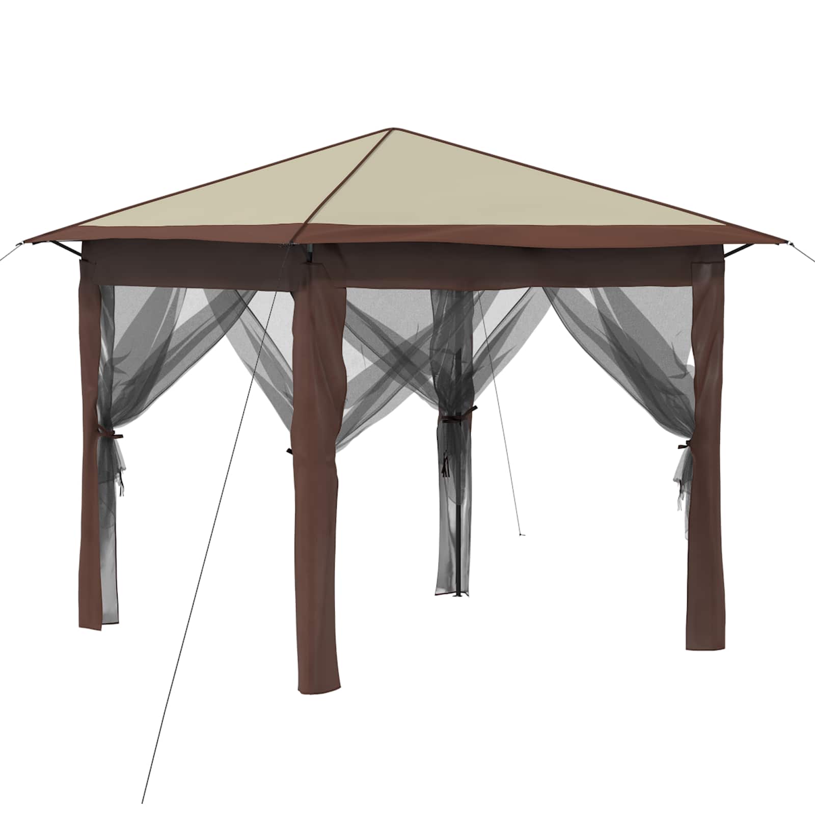 Gazebo con 4 Pareti 2,6 x 2,6 m Crema e Marrone | homemem39