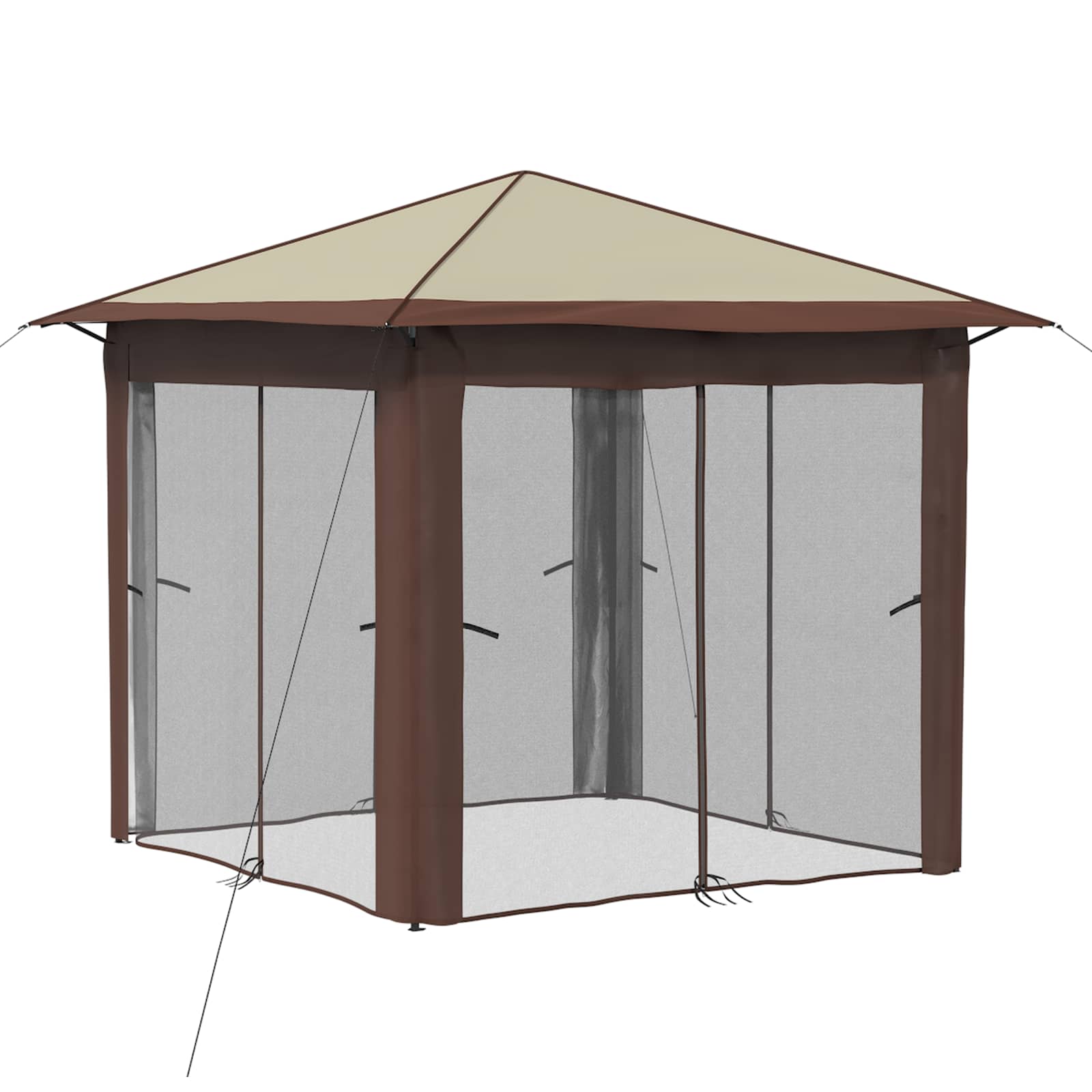 Gazebo con 4 Pareti 2,6 x 2,6 m Crema e Marrone | homemem39
