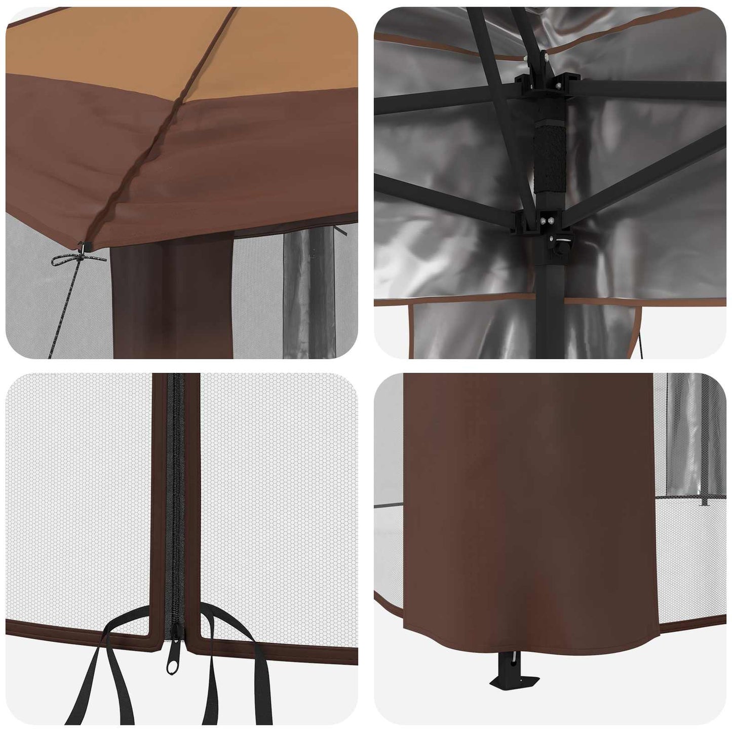 Gazebo con 4 Pareti 2,6 x 2,6 m Beige e Marrone | homemem39