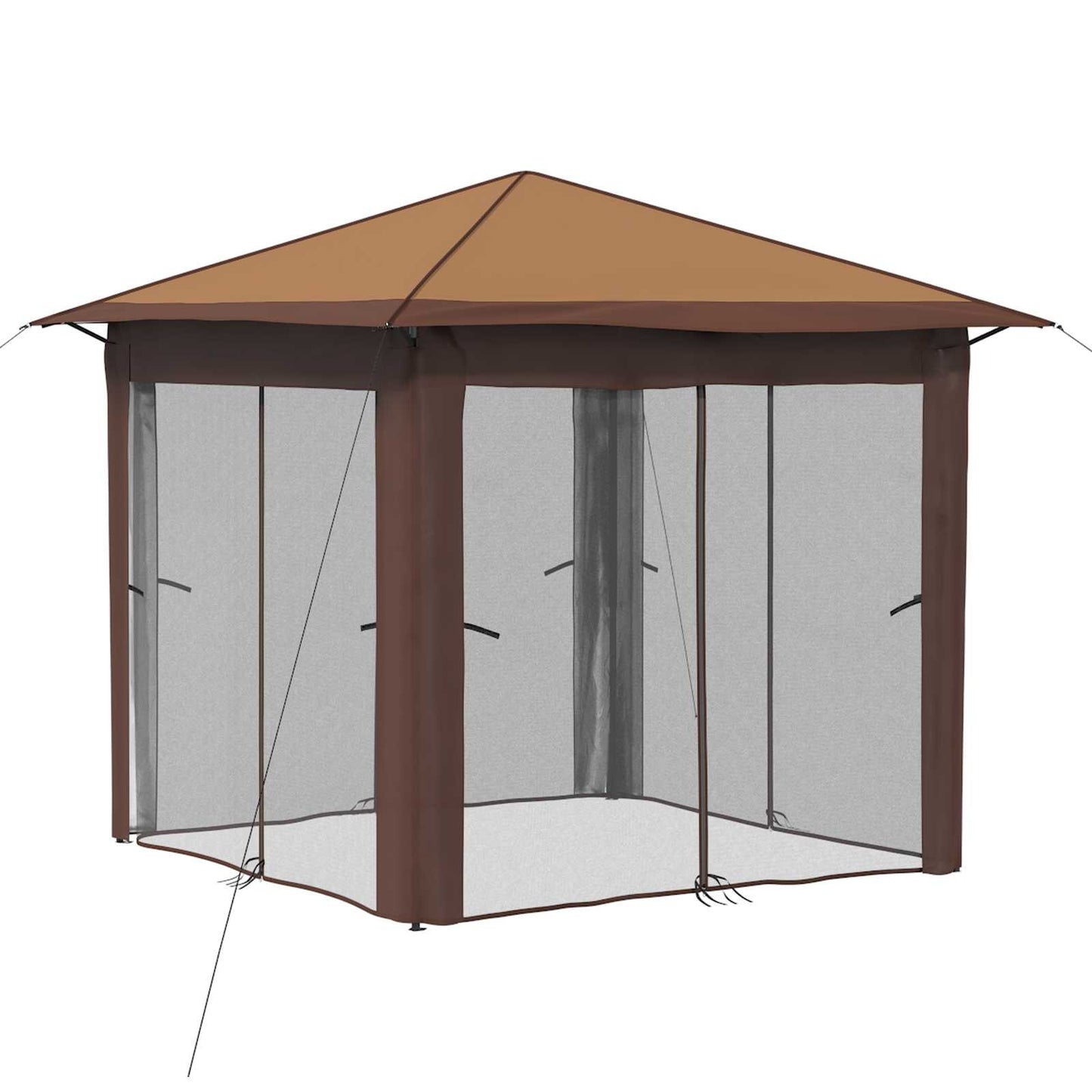 Gazebo con 4 Pareti 2,6 x 2,6 m Beige e Marrone | homemem39