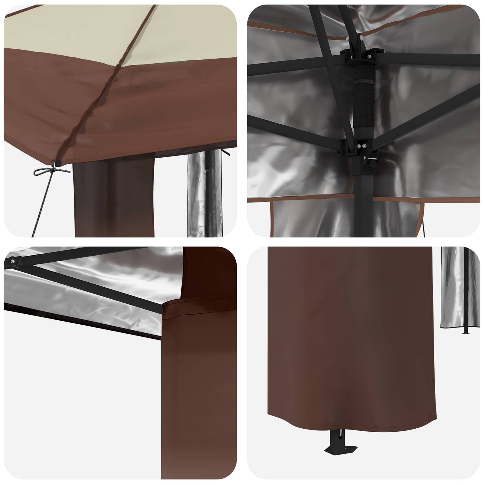 Gazebo senza Parete 3,3 x 3,3 m Crema e Marrone | homemem39
