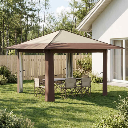Gazebo senza Parete 3,3 x 3,3 m Crema e Marrone | homemem39