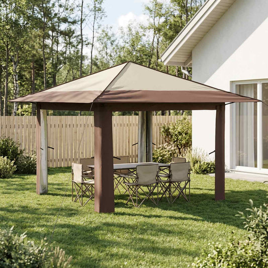 Gazebo senza Parete 3,3 x 3,3 m Crema e Marrone | homemem39