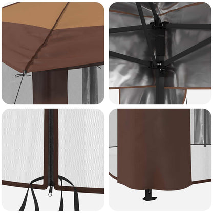 Gazebo con 4 Pareti 3,3 x 3,3 m Beige e Marrone | homemem39