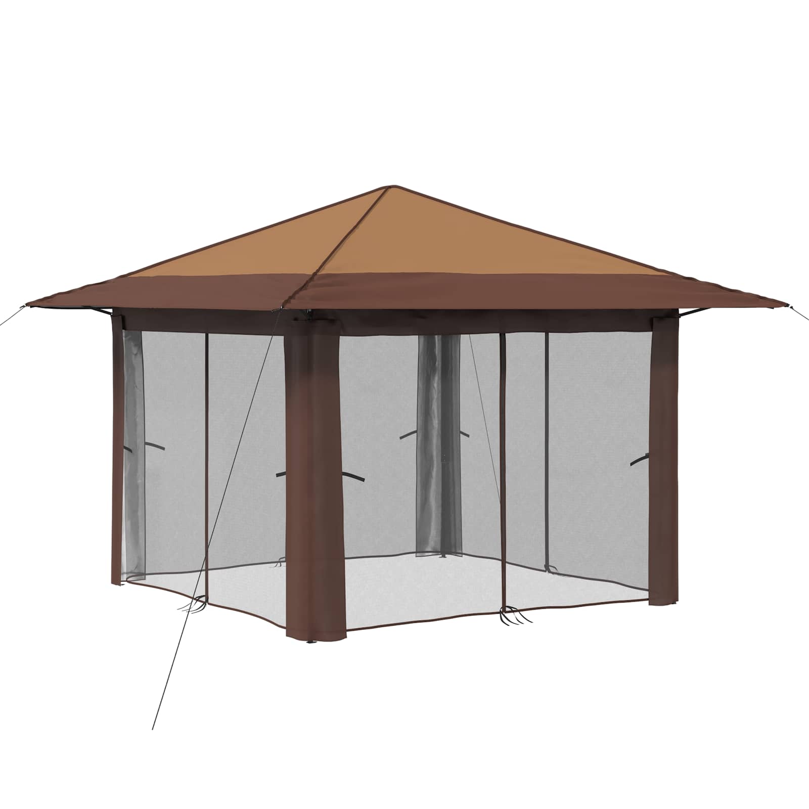 Gazebo con 4 Pareti 3,3 x 3,3 m Beige e Marrone | homemem39