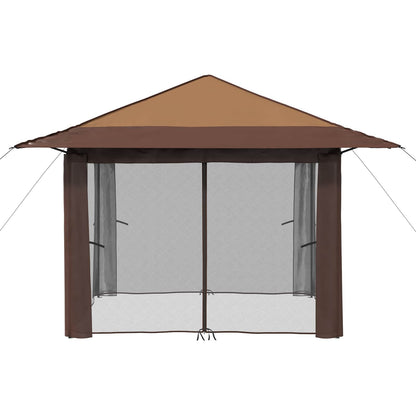 Gazebo con 4 Pareti 3,3 x 3,3 m Beige e Marrone | homemem39